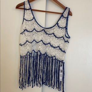 NWT Cupshe crochet/fringe top